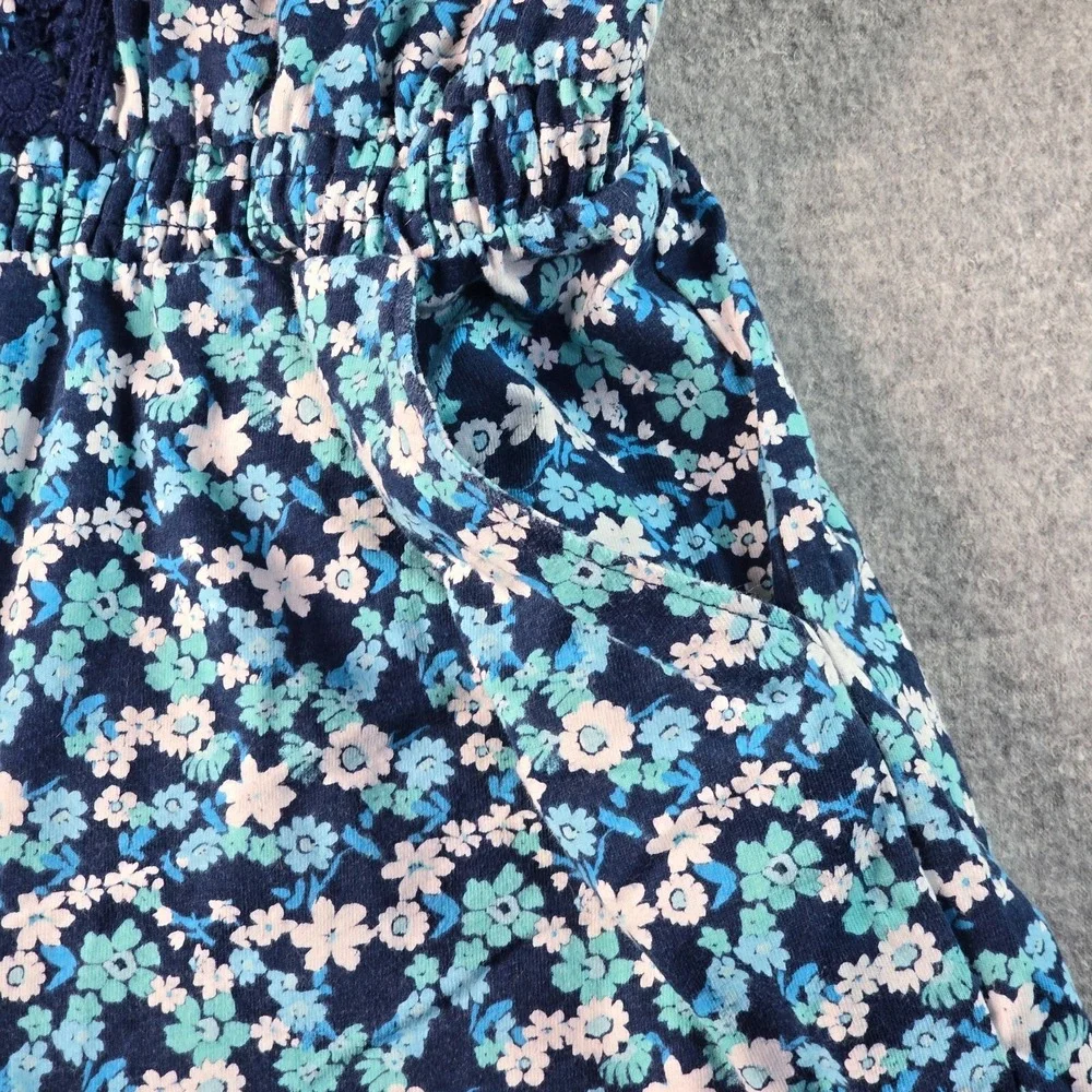 Justice Floral Romper Girls 16‎ Blue Crochet Lace Sleeveless Summer Boho Vacay
